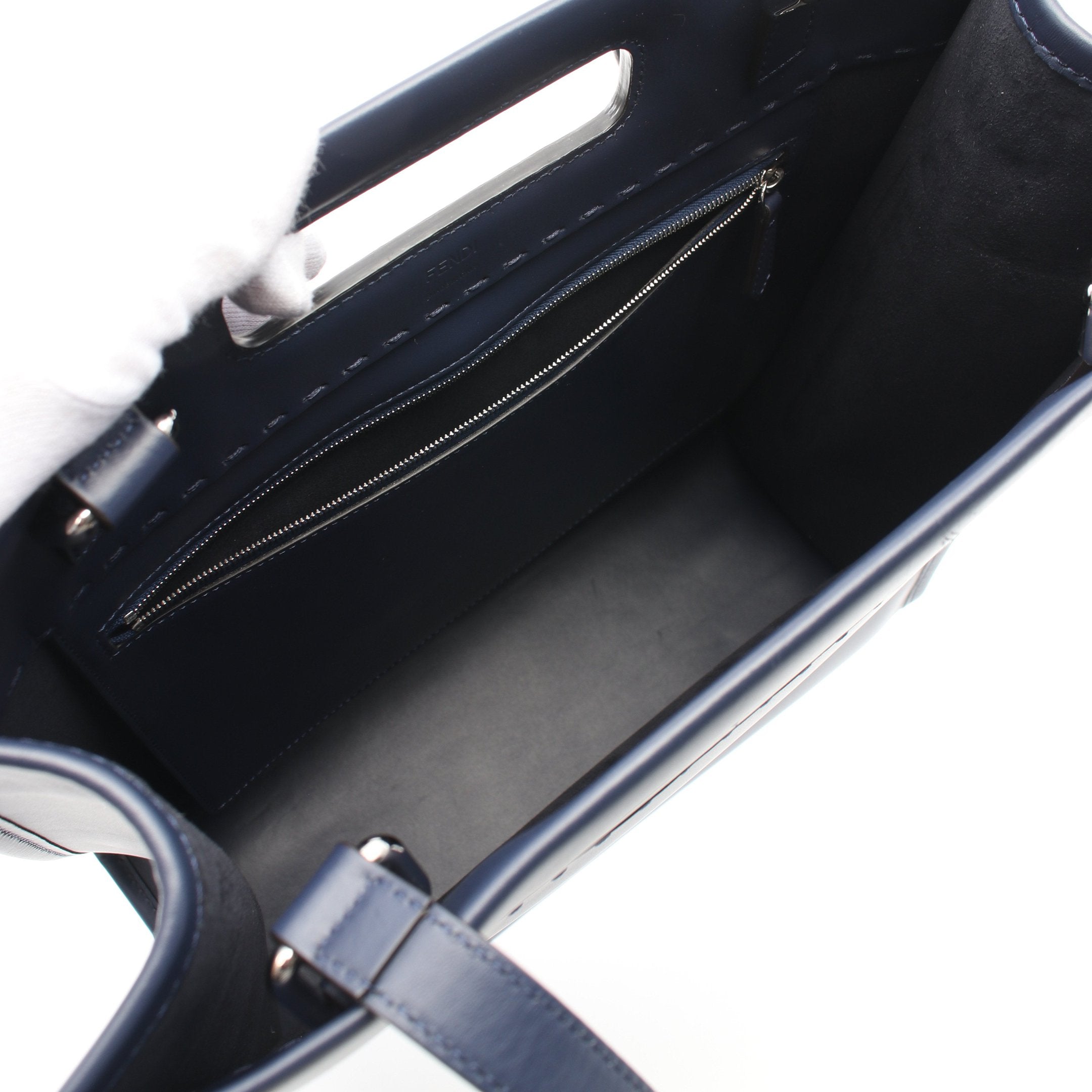 FENDI SHOPPING BAG Shoulder bag Tote bag Leather Navy