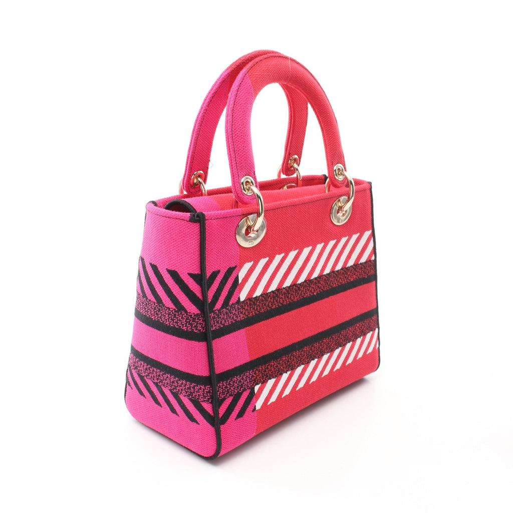 Dior Lady dior Handbag Canvas Pink red Multicolor 2WAY