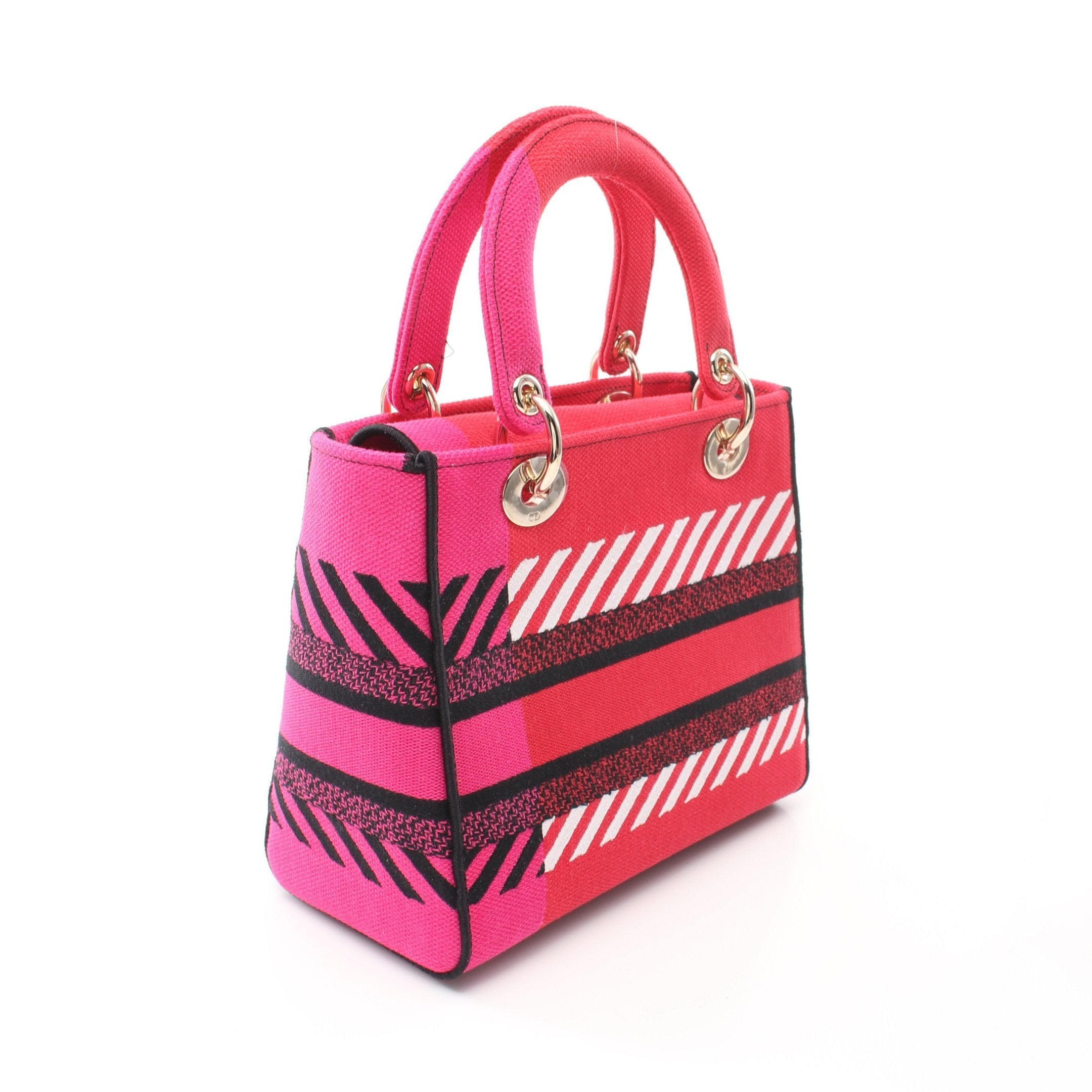 Dior Lady dior Handbag Canvas Pink red Multicolor 2WAY