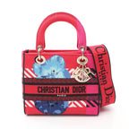Dior Lady dior Handbag Canvas Pink red Multicolor 2WAY