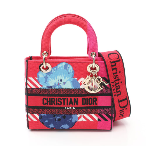 Dior Lady dior Handbag Canvas Pink red Multicolor 2WAY