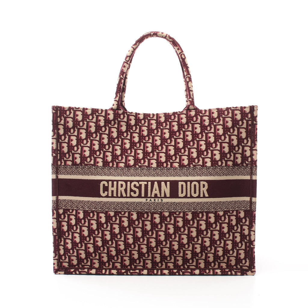 Dior BOOK TOTE Book tote Large Oblique Handbag Tote bag Canvas Beige Bordeaux