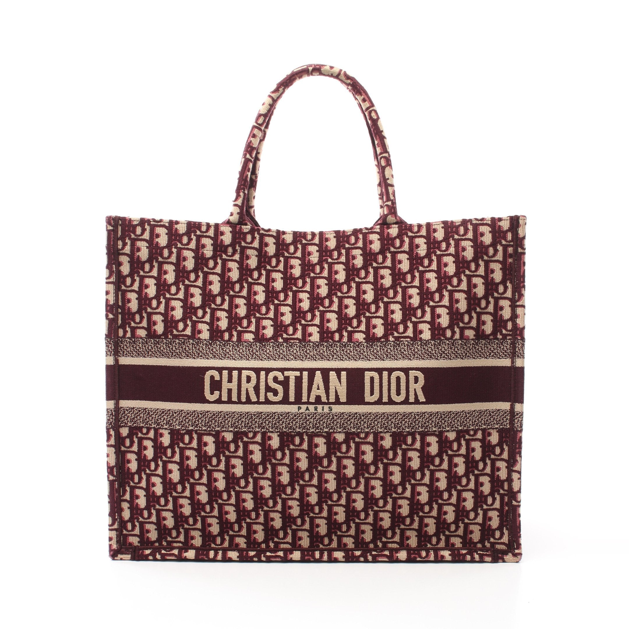 Dior BOOK TOTE Book tote Large Oblique Handbag Tote bag Canvas Beige Bordeaux