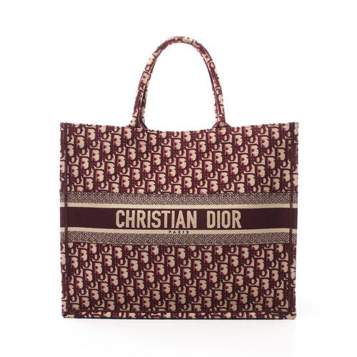 Dior BOOK TOTE Book tote Large Oblique Handbag Tote bag Canvas Beige Bordeaux