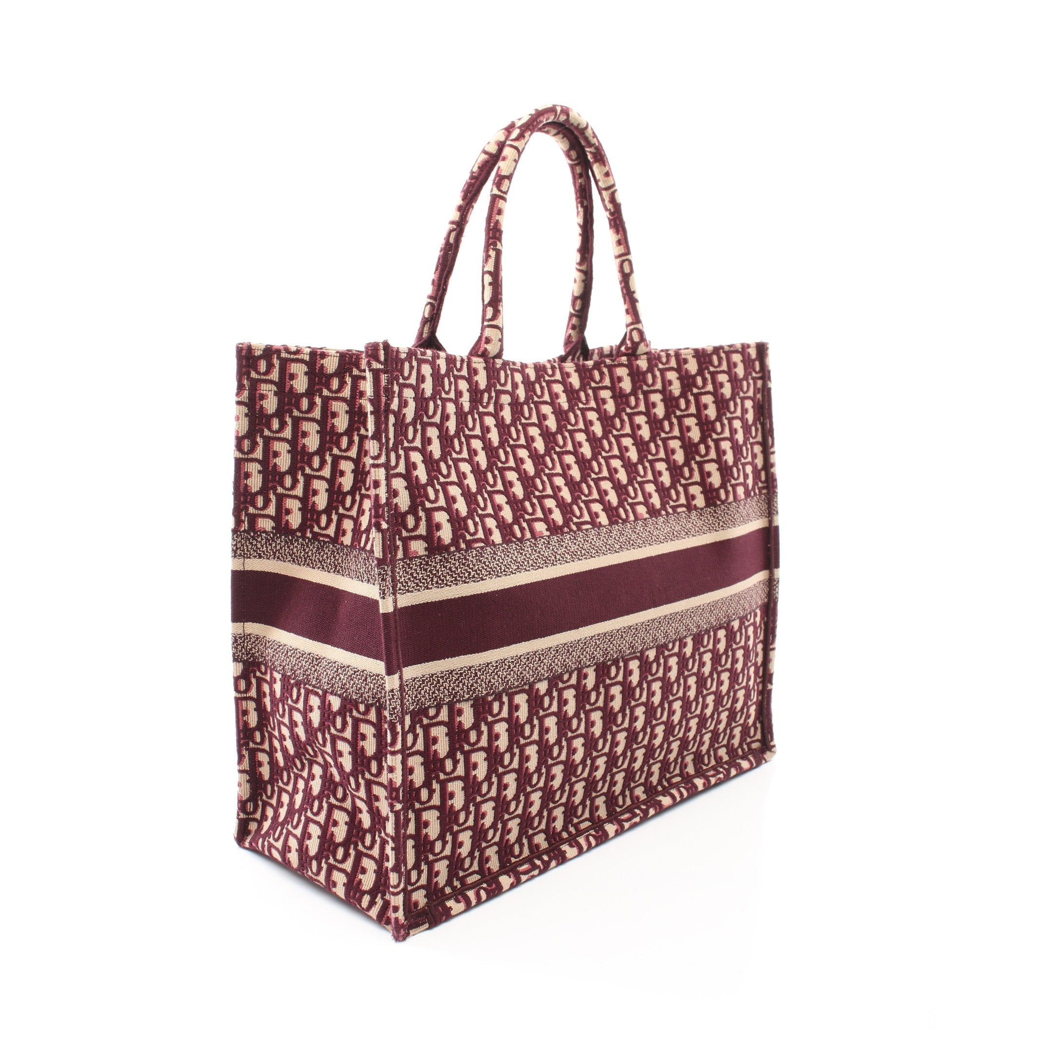 Dior BOOK TOTE Book tote Large Oblique Handbag Tote bag Canvas Beige Bordeaux