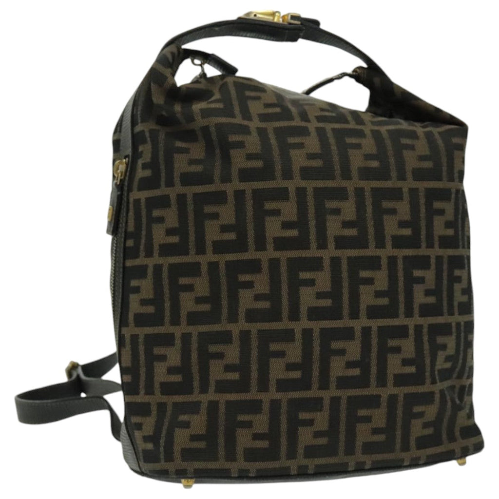 FENDI Zucca Canvas Backpack Brown Black Gold94295
