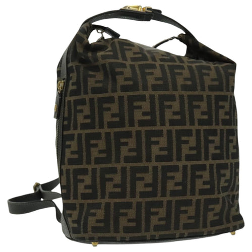 FENDI Zucca Canvas Backpack Brown Black Gold94295