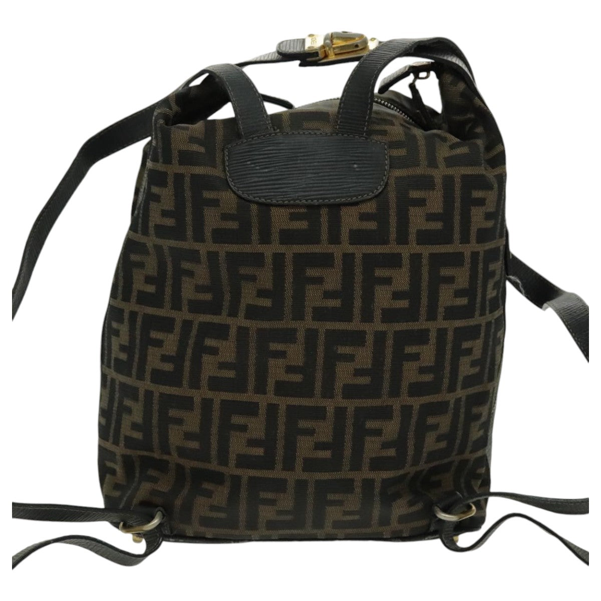 FENDI Zucca Canvas Backpack Brown Black Gold94295