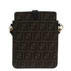 FENDI Zucca Canvas Shoulder Bag Black Brown gold94296
