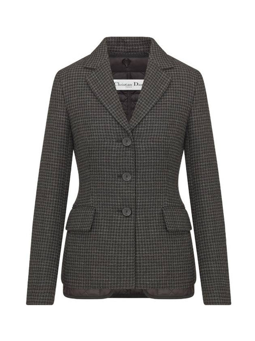 2-In-1 Houndstooth Mohair Wool Jacket Grey Dior