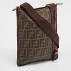 Fendi Zucca Coated Canvas And Leather Flat Messenger Bag