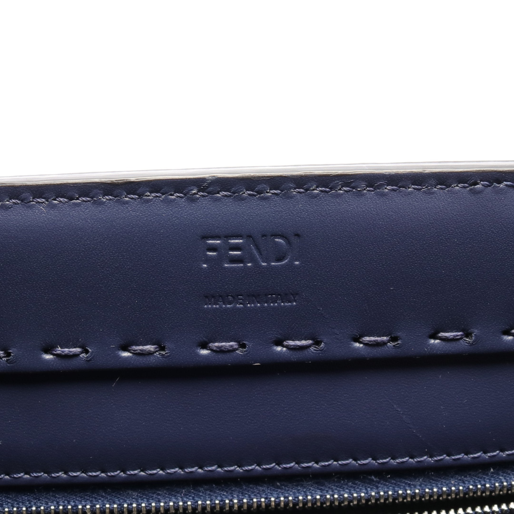 FENDI SHOPPING BAG Shoulder bag Tote bag Leather Navy 2WAY