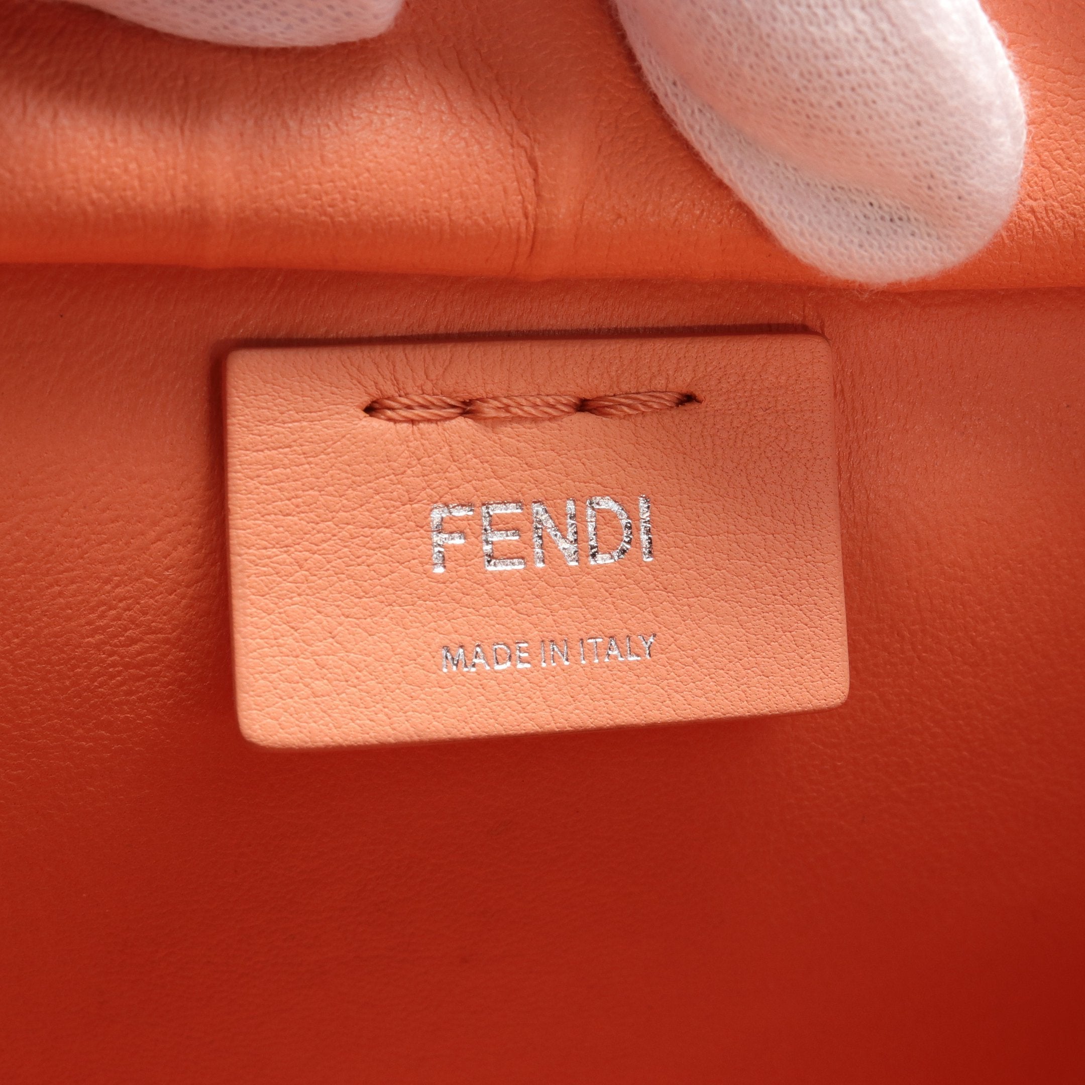 FENDI Mini Troisours Handbag Leather Coral orange 2WAY
