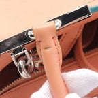FENDI Mini Troisours Handbag Leather Coral orange 2WAY