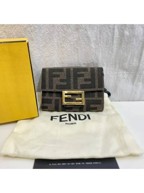 Fendi 8M0416 FF logo fabric baguette card holder wallet