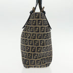 FENDI Zucchino Canvas Hand Bag Navy Silver94429