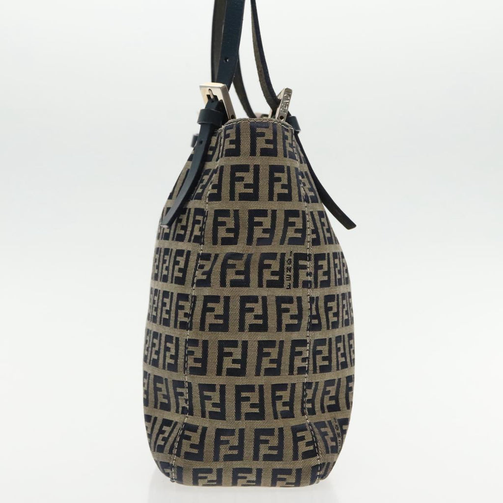 FENDI Zucchino Canvas Hand Bag Navy Silver94429