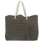 FENDI Zucchino Canvas Tote Bag Navy94430