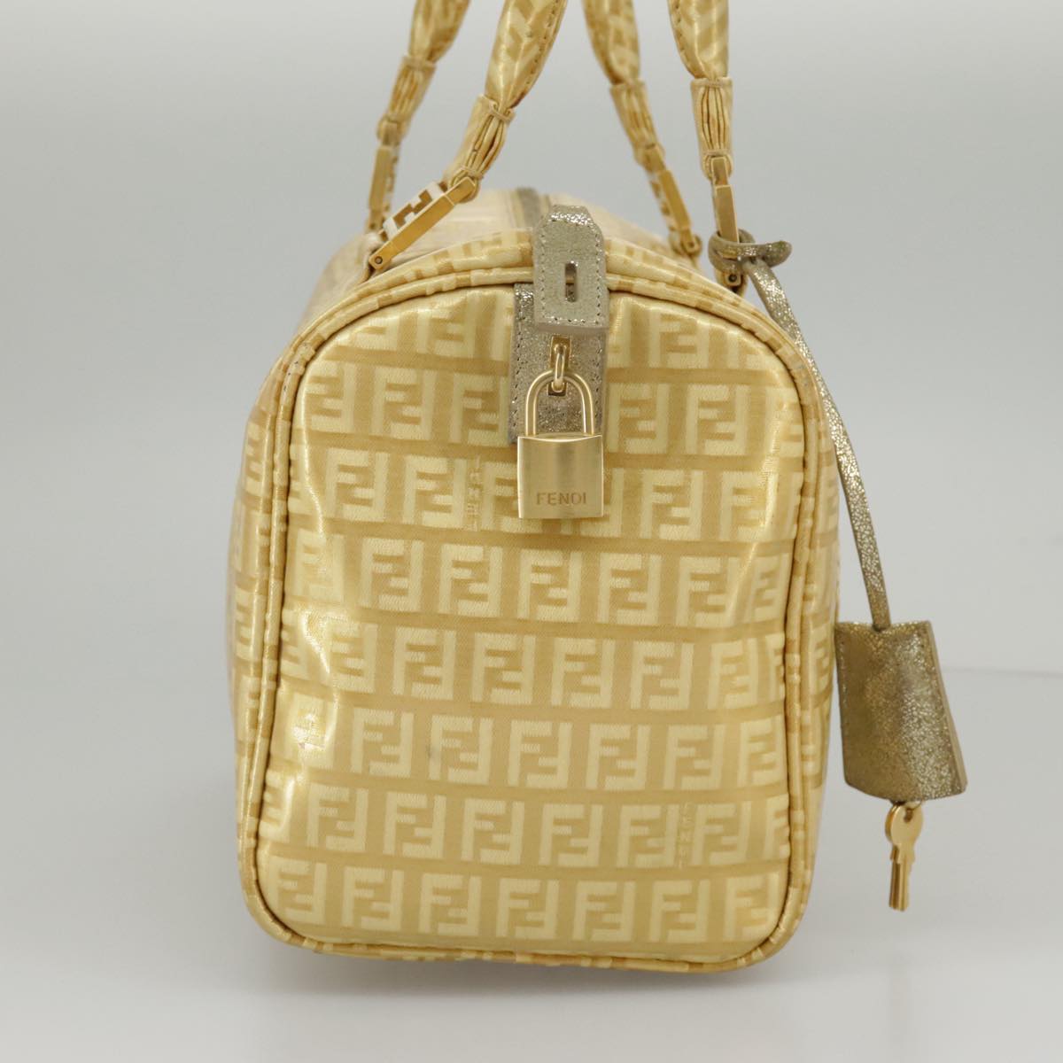 FENDI Zucchino Canvas Hand Bag Gold94454