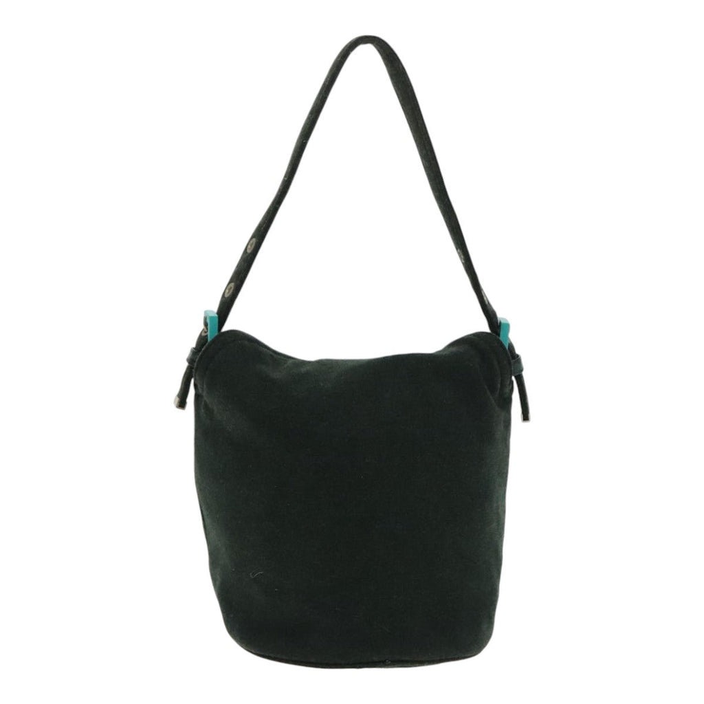 FENDI Mamma Baguette Shoulder Bag Cotton Green Silver94455