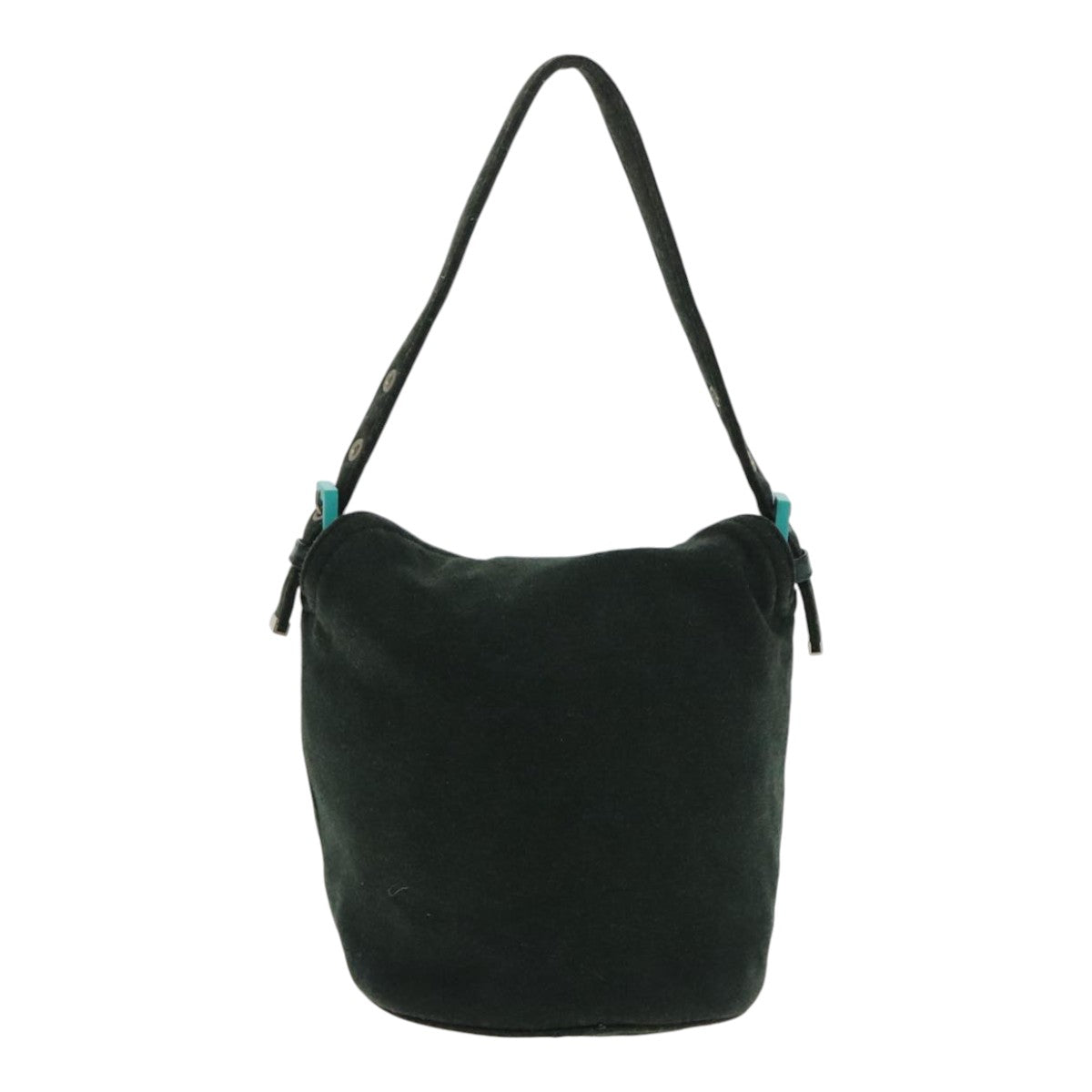 FENDI Mamma Baguette Shoulder Bag Cotton Green Silver94455