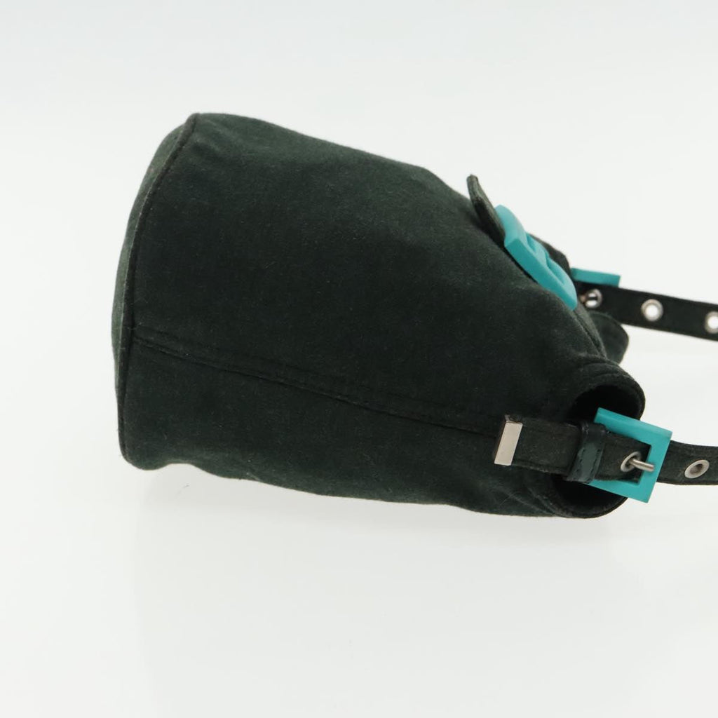 FENDI Mamma Baguette Shoulder Bag Cotton Green Silver94455