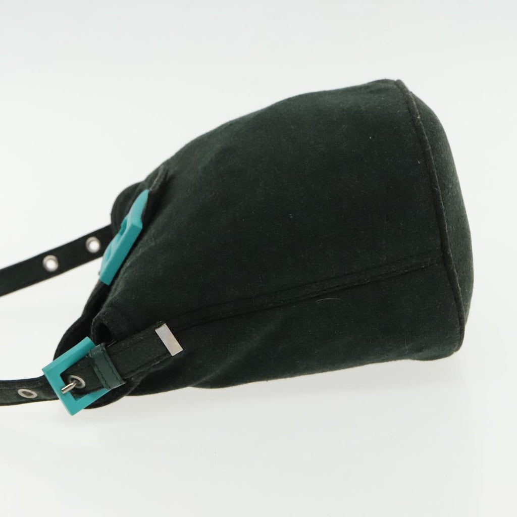 FENDI Mamma Baguette Shoulder Bag Cotton Green Silver94455