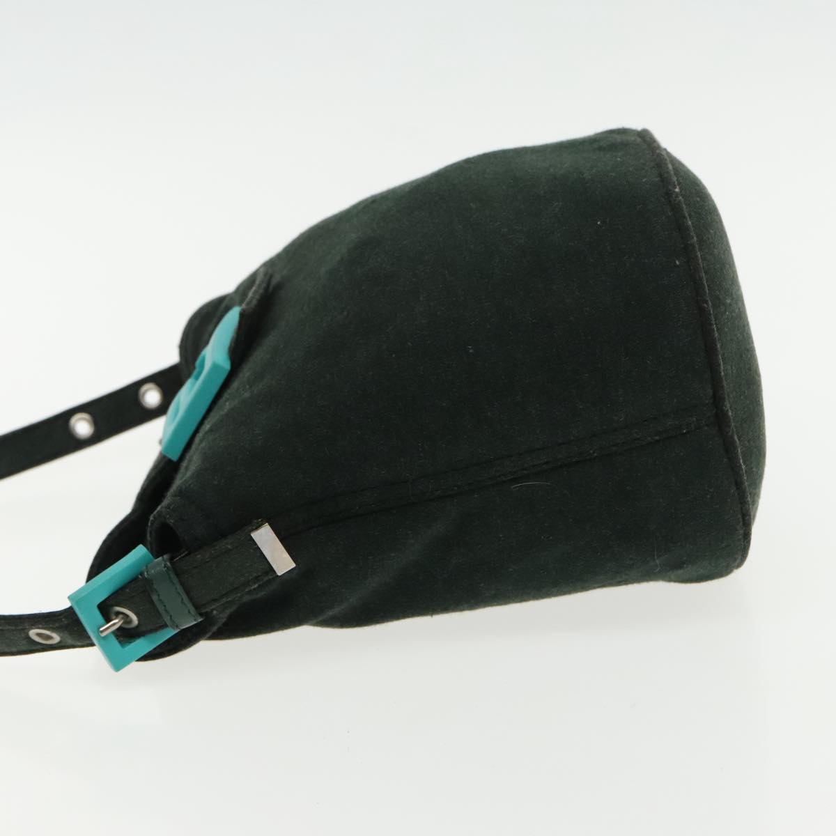 FENDI Mamma Baguette Shoulder Bag Cotton Green Silver94455