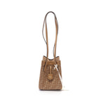 FENDI ORIGAMI MINI Origami Mini Zucca Shoulder bag Canvas Leather Light brown
