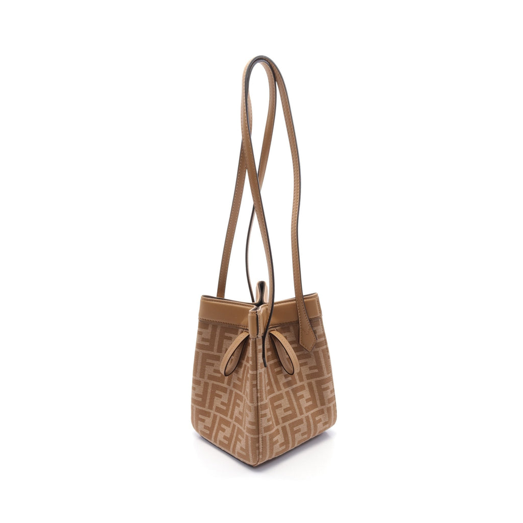 FENDI ORIGAMI MINI Origami Mini Zucca Shoulder bag Canvas Leather Light brown
