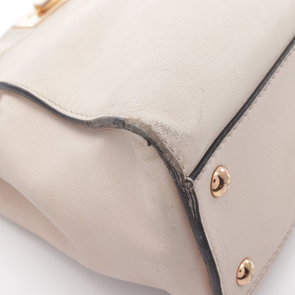 FENDI Peekaboo Regular Selleria Handbag Leather Pink beige