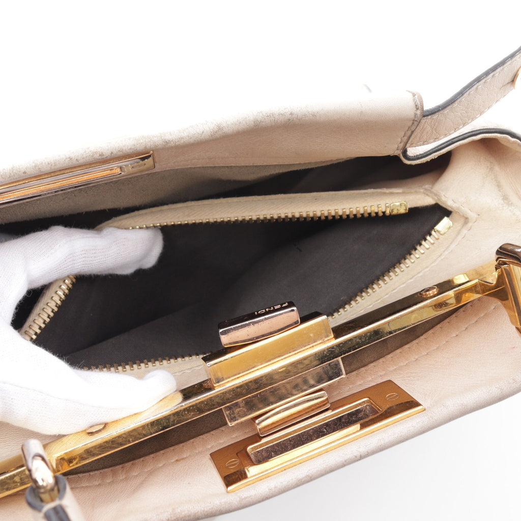 FENDI Peekaboo Regular Selleria Handbag Leather Pink beige