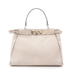 FENDI Peekaboo Regular Selleria Handbag Leather Pink beige