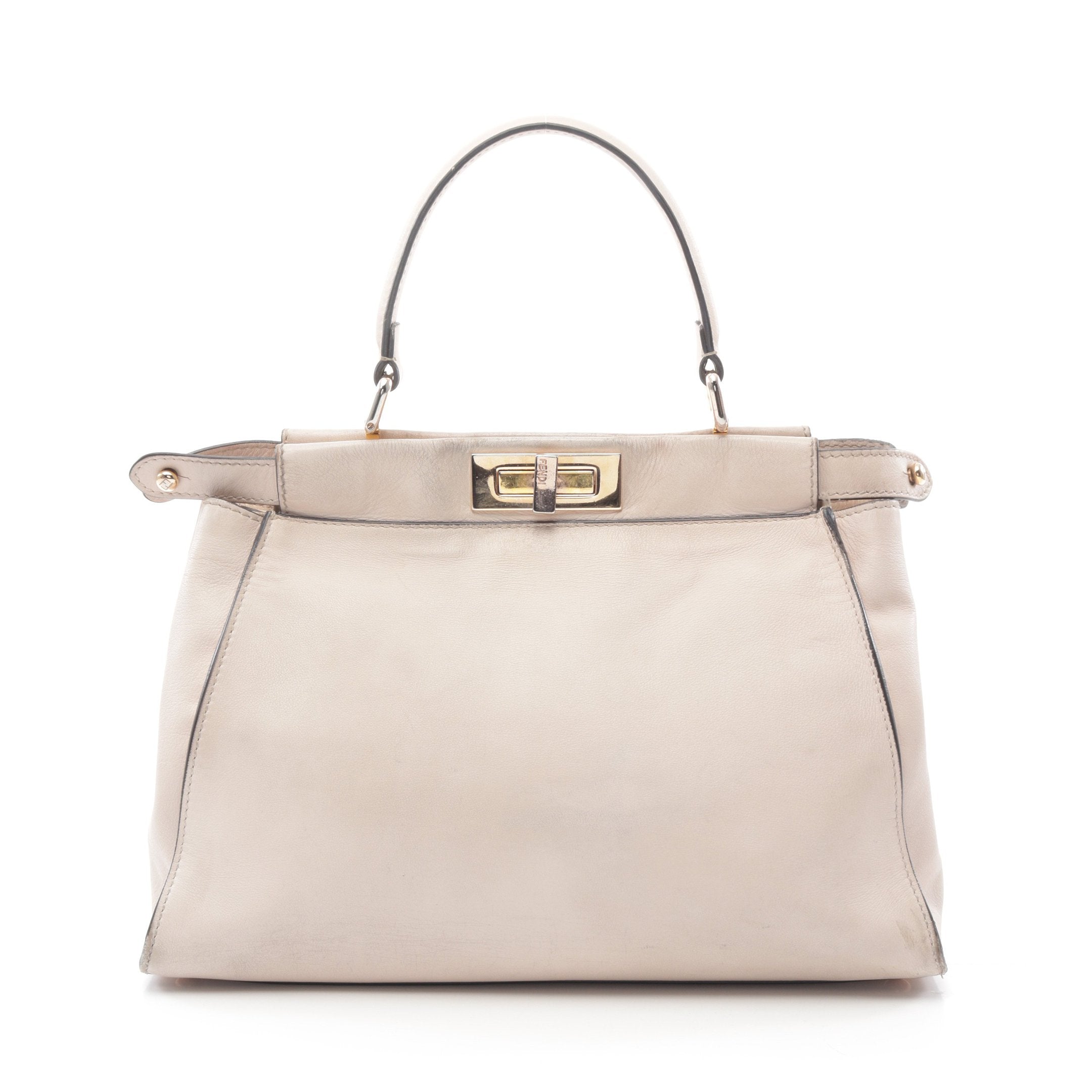 FENDI Peekaboo Regular Selleria Handbag Leather Pink beige