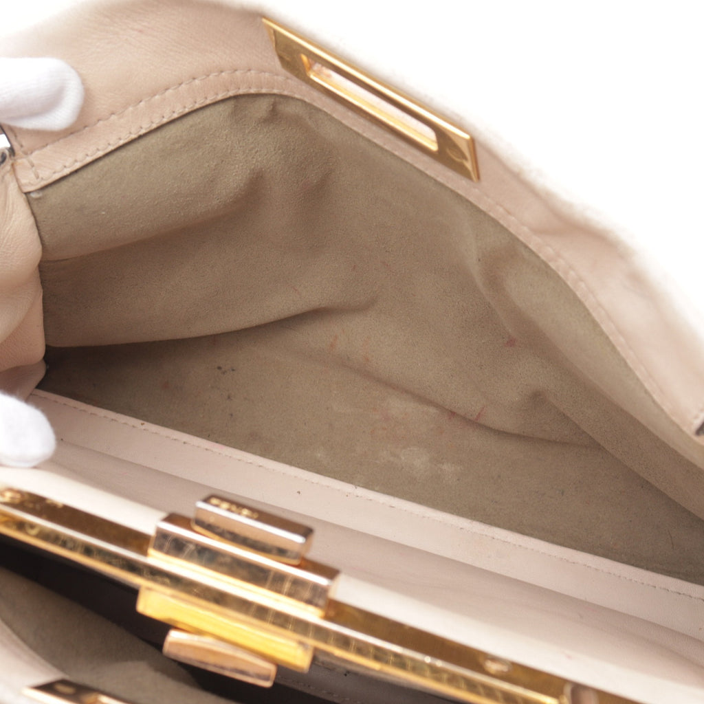 FENDI Peekaboo Regular Selleria Handbag Leather Pink beige