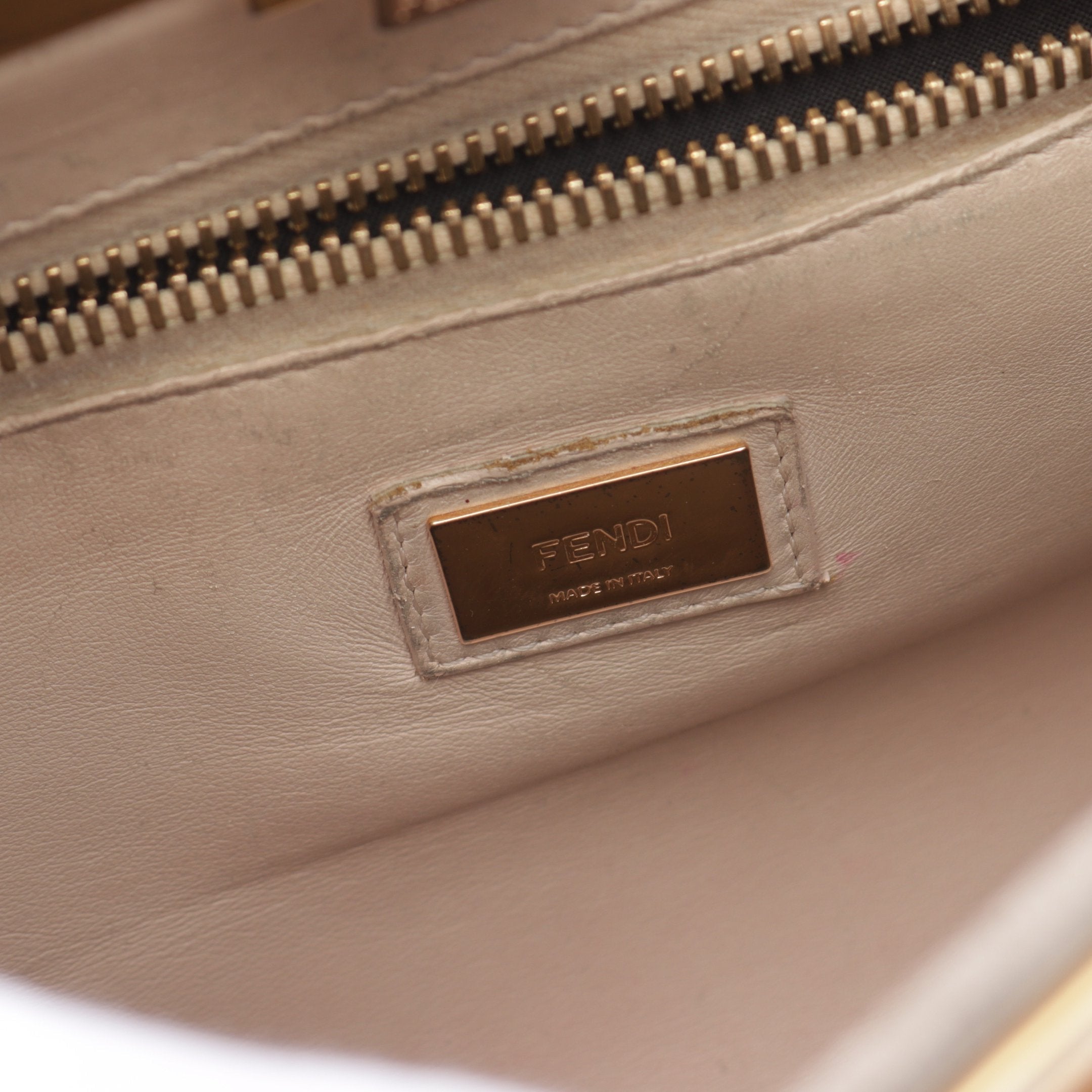 FENDI Peekaboo Regular Selleria Handbag Leather Pink beige