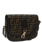FENDI Zucca Canvas Shoulder Bag Brown Black gold94691