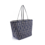 FENDI Roll Large FF Chenille Handbag Tote bag Leather Denim Chenille Blue Gray