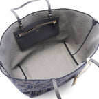 FENDI Roll Large FF Chenille Handbag Tote bag Leather Denim Chenille Blue Gray