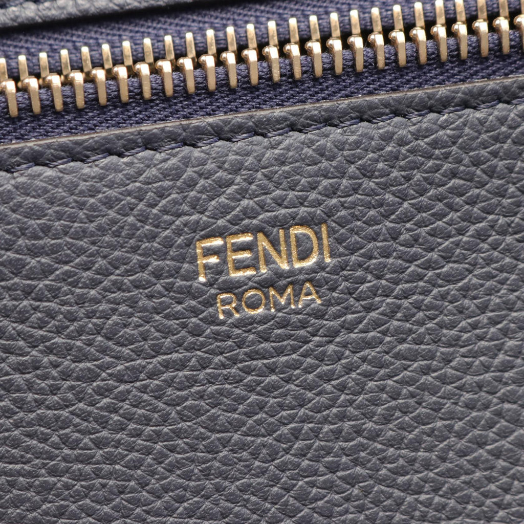 FENDI Roll Large FF Chenille Handbag Tote bag Leather Denim Chenille Blue Gray
