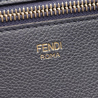 FENDI Roll Large FF Chenille Handbag Tote bag Leather Denim Chenille Blue Gray