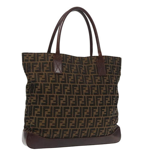 FENDI Zucca Canvas Tote Bag Brown Black Silver94701