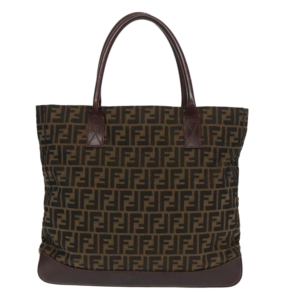 FENDI Zucca Canvas Tote Bag Brown Black Silver94701