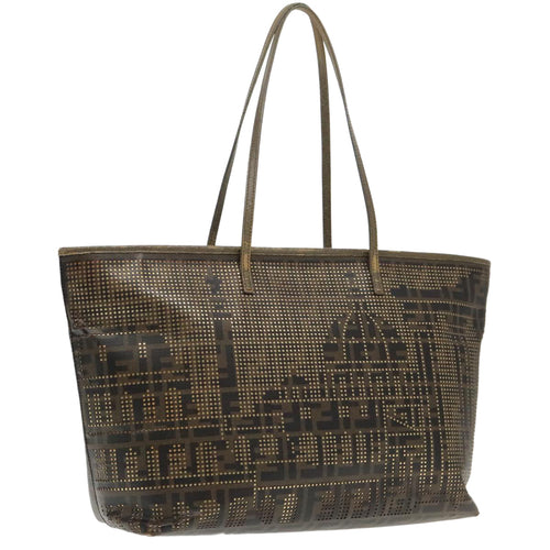 FENDI Zucca Canvas Tote Bag Brown Black Gold94724