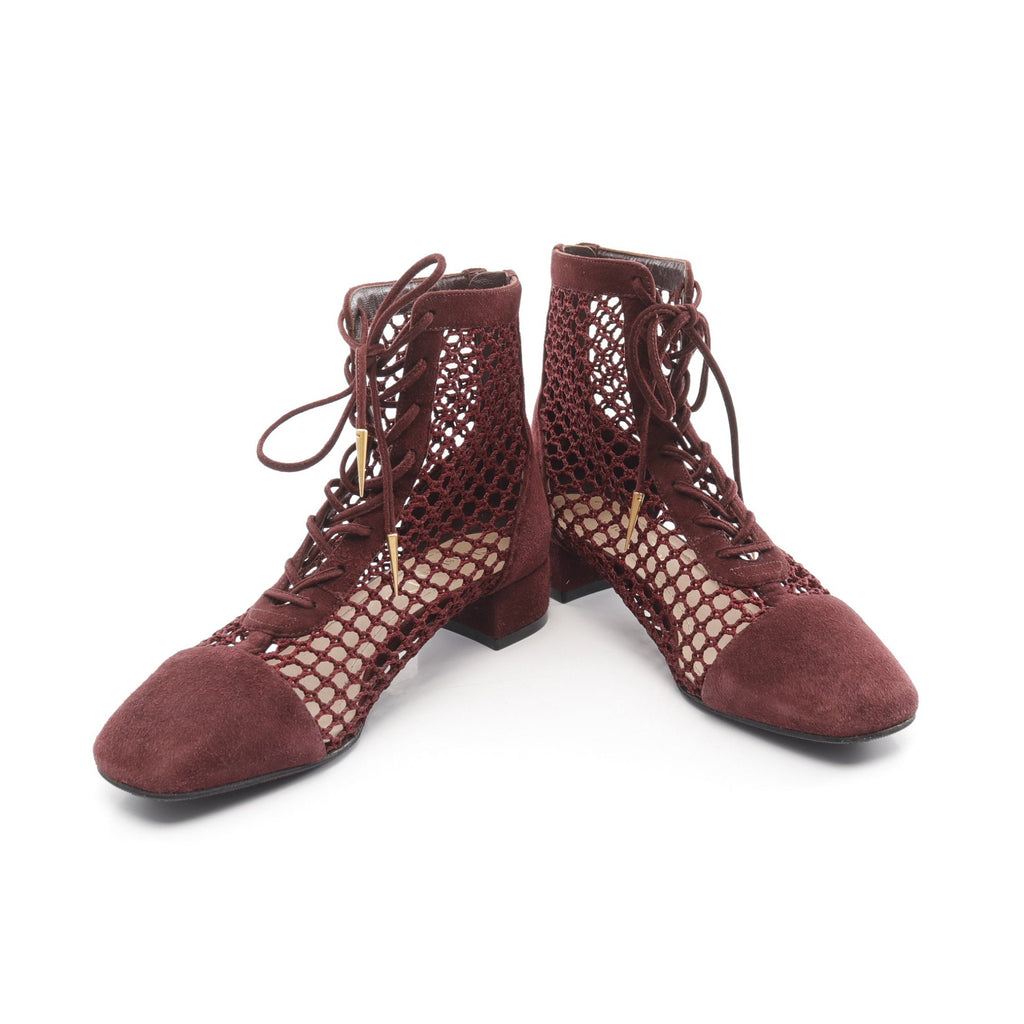 Dior NAUGHTILY-D Short Boots Knitting Suede Bordeaux