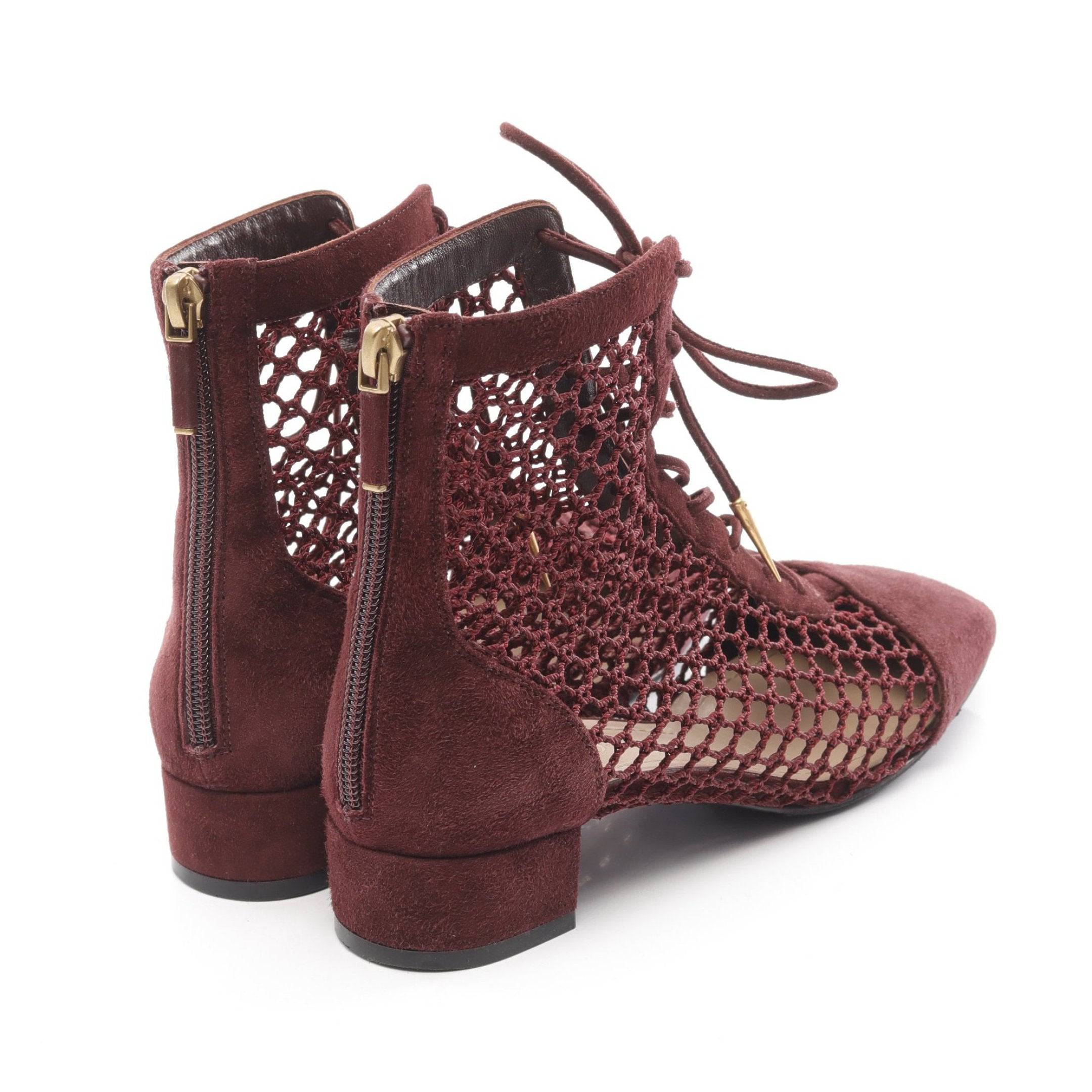 Dior NAUGHTILY-D Short Boots Knitting Suede Bordeaux