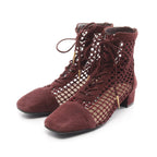 Dior NAUGHTILY-D Short Boots Knitting Suede Bordeaux