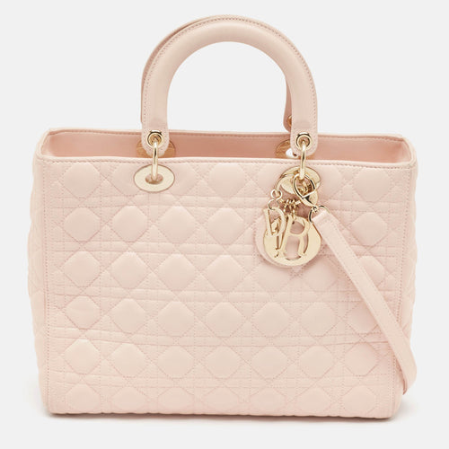 Dior Pink Cannage Leather Large Lady Tote