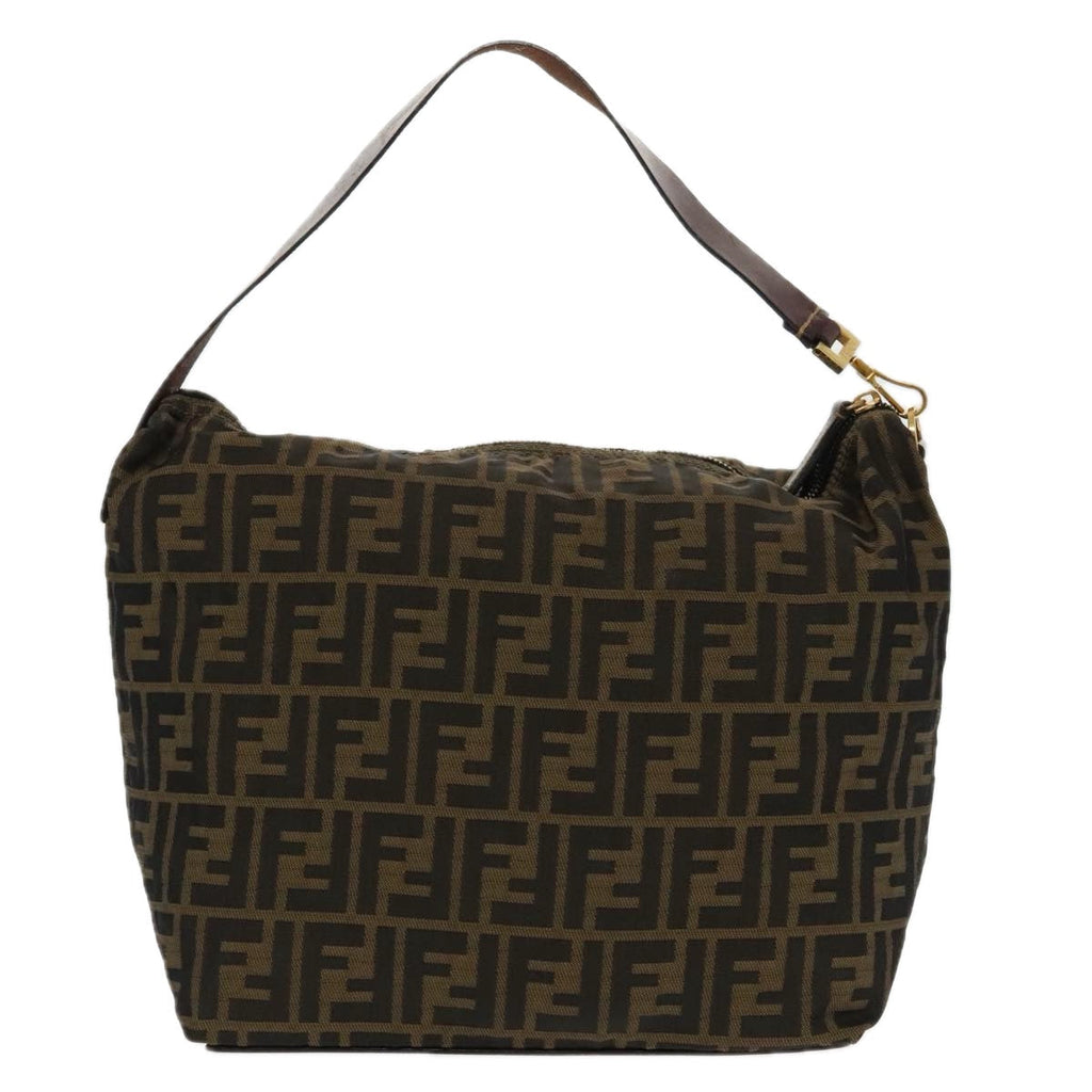 FENDI Zucca Canvas Shoulder Bag Brown Black gold94791