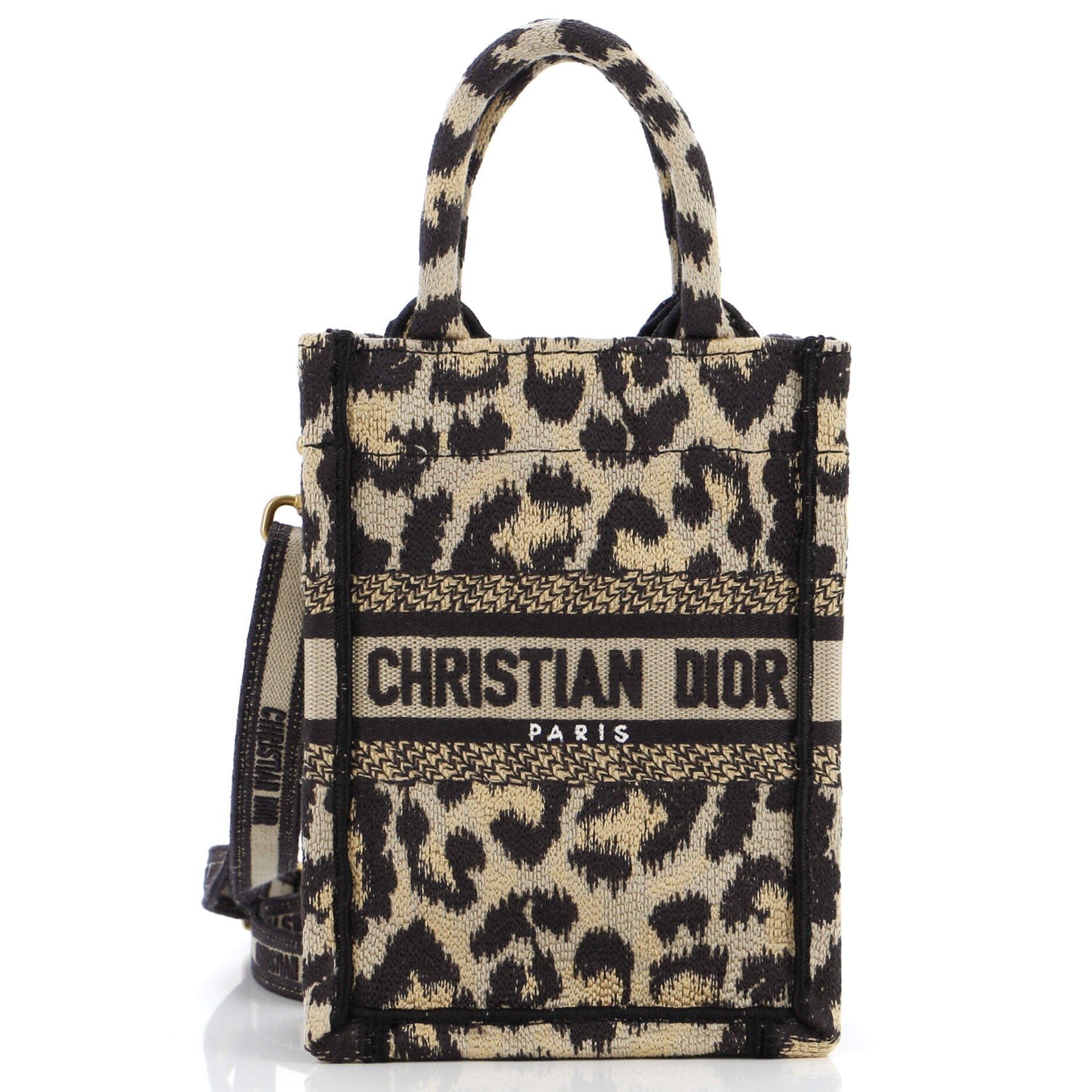 Dior Book Tote Phone Bag Embroidered Canvas Mini